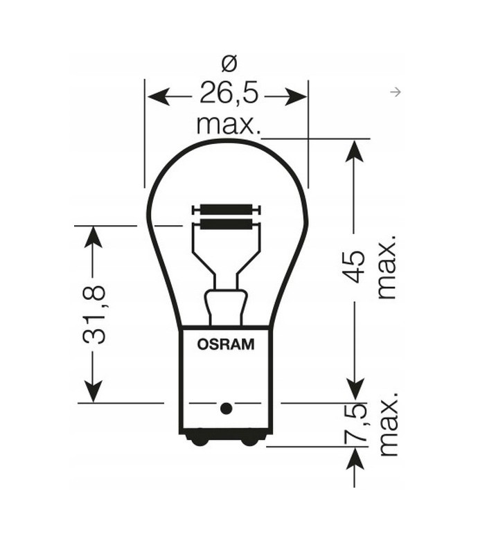 OSRAM ŻARÓWKA 12V P21/4W BAZ15D 1 SZTUKA (BIAŁE SZKŁO)