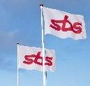 SBS РЕКЛАМНІ МАТЕРІАЛИ БІЛО-ЧЕРВОНИЙ ПРАПОР З ЛОГОТИПОМ SBS РЕКЛАМНІ МАТЕРІАЛИ 150X200