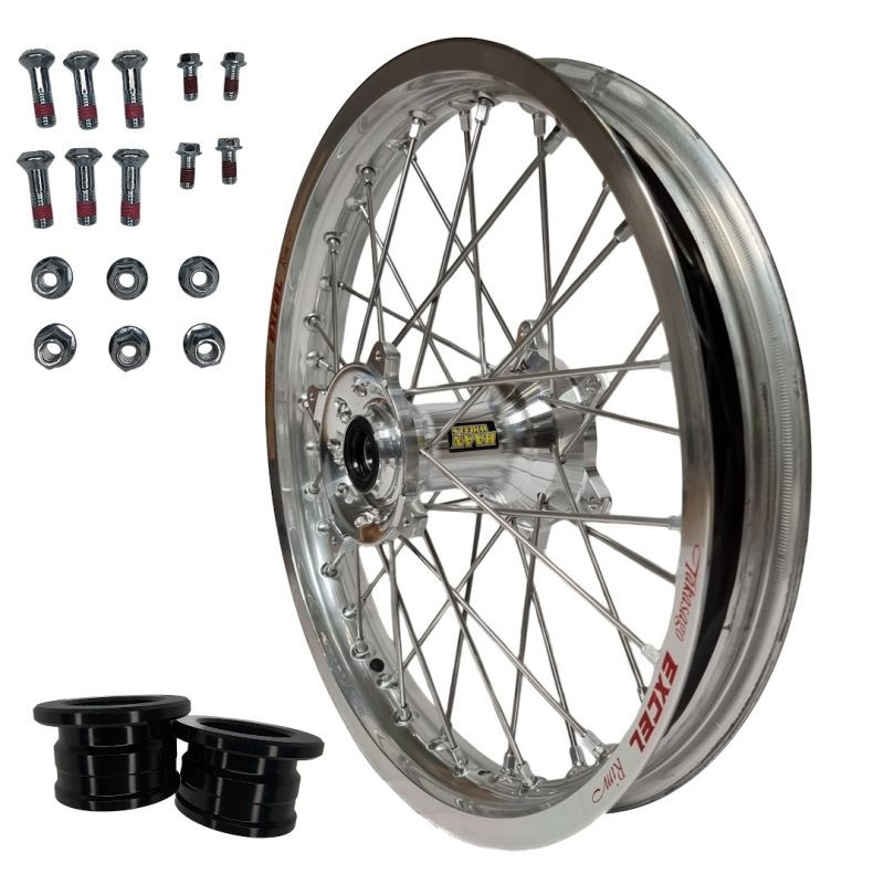ДИСКІ REX акція (EXCEL) ЗАДНЄ КОЛЕСО 18 ДЮЙМІВ 18-2.15 HONDA CRF 250 '02-'13 CRF 450 '02-'12 CRF 250/450X '04-'17, СРІБНИЙ ОБІД / СРІБНА ВТУЛКА / СРІБНІ СПИЦІ / СРІБНІ НІПЕЛІ