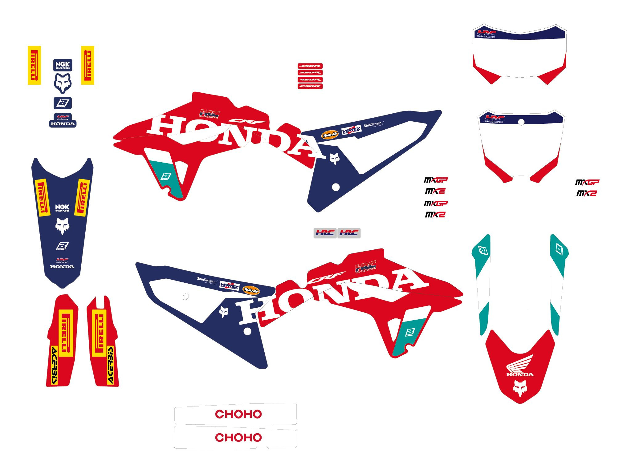BLACKBIRD KOMPLET NAKLEJEK (OKLEIN) HONDA CRF 250R '25; CRF 450R '25-'26 REPLICA TEAM HRC 25 HONDA