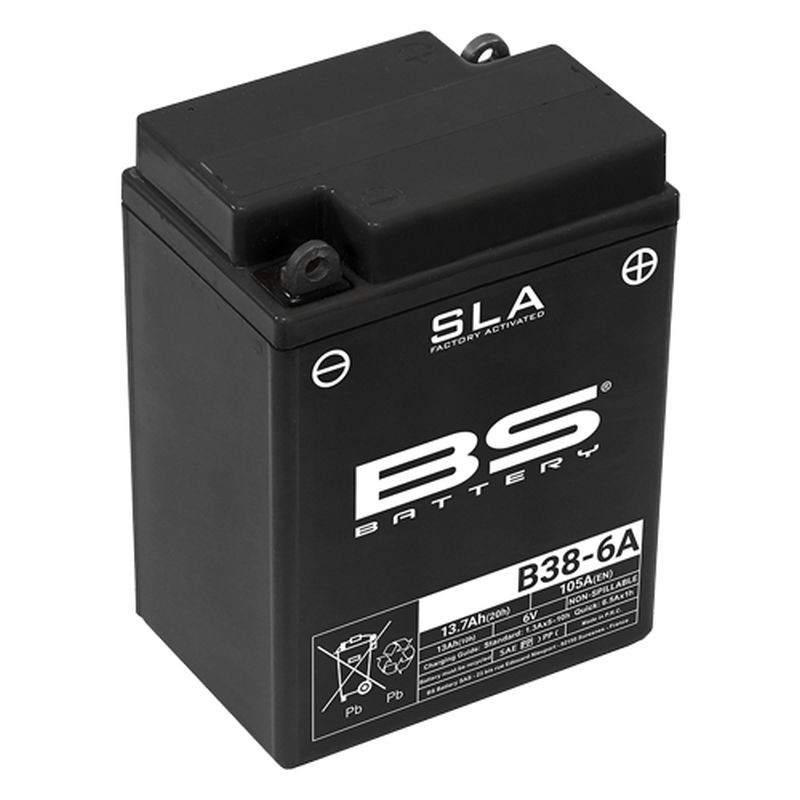 Акумулятор BS B38-6A (FA) 6V 13AH 119X83X161, що не потребує обслуговування - затоплений (105A) (10)