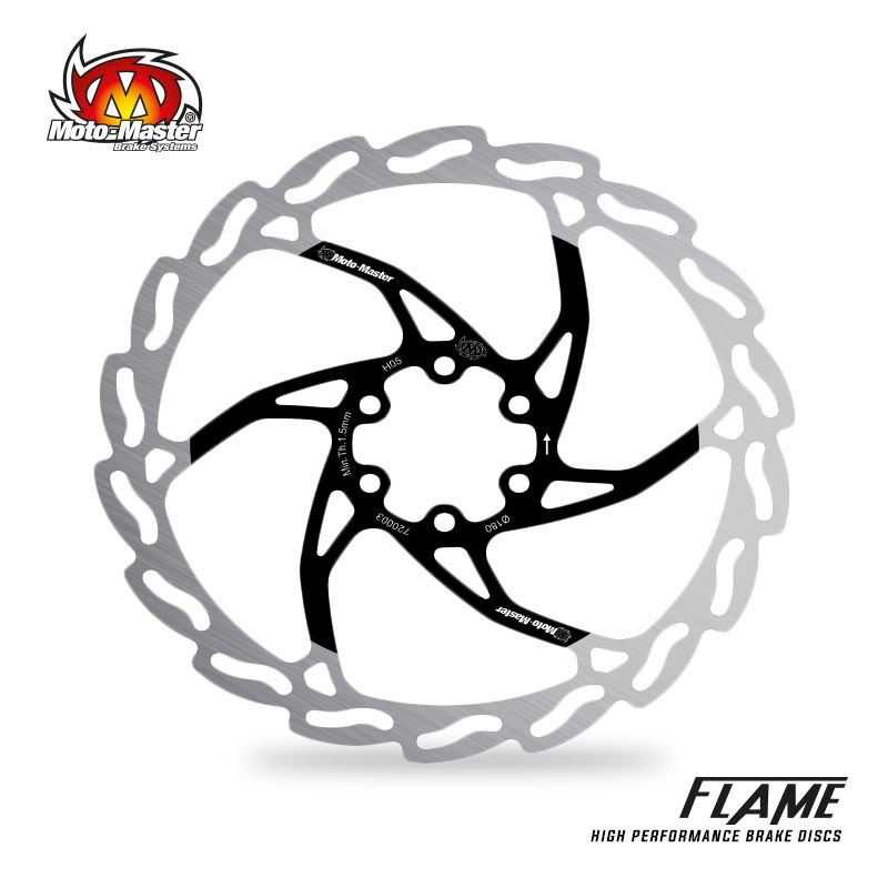 MOTO-MASTER РОЗПРОДАЖ ГАЛЬМІВНОГО ДИСКА ДЛЯ ВЕЛОСИПЕДА FLAME 180x2.0x16.5 мм (ПОФАРБОВАНИЙ чорний ЦЕНТР)