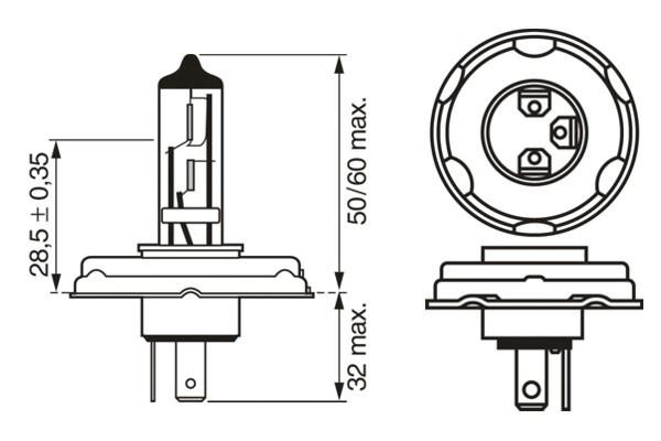 BOSCH ŻARÓWKA R2 45/40W 12V P45T - 1 SZTUKA