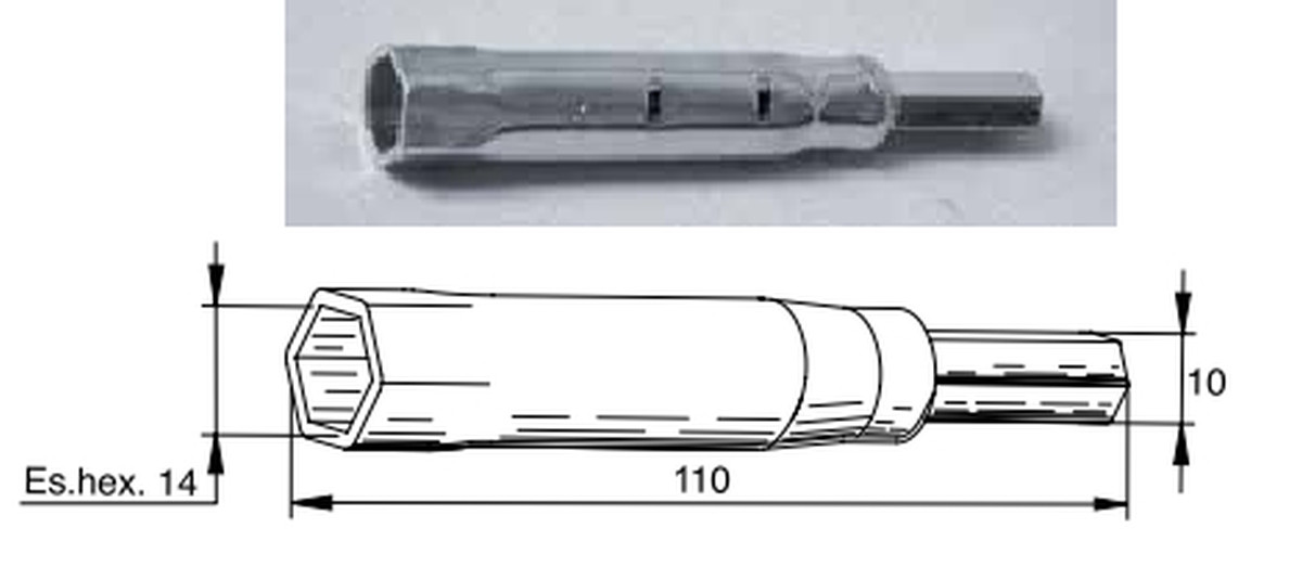 BUZZETTI КЛЮЧ ДЛЯ СВІЧОК ЗАПАЛЮВАННЯ HONDA 14 ММ 110 ММ
