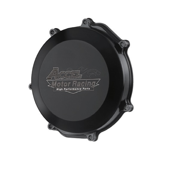 ACCEL АЛЮМІНІЄВА КРИШКА ЗЧЕПЛЕННЯ (З ПРОКЛАДКОЮ) YAMAHA YZF 450 '10-'17 колір чорний