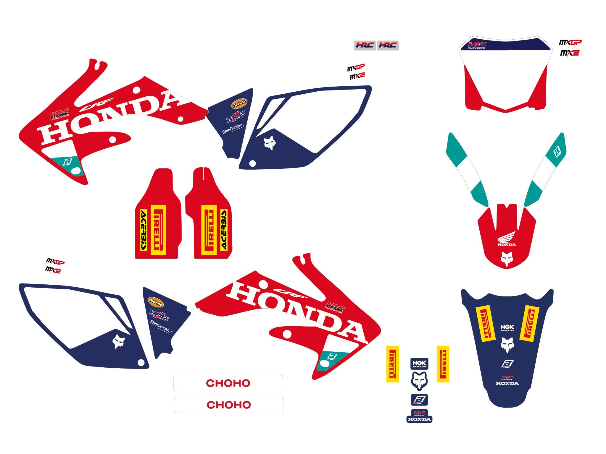 BLACKBIRD KOMPLET NAKLEJEK (OKLEIN) HONDA CRF 250R '04-'09, CRF 250X '04-'21 REPLICA TEAM HRC 25 HONDA
