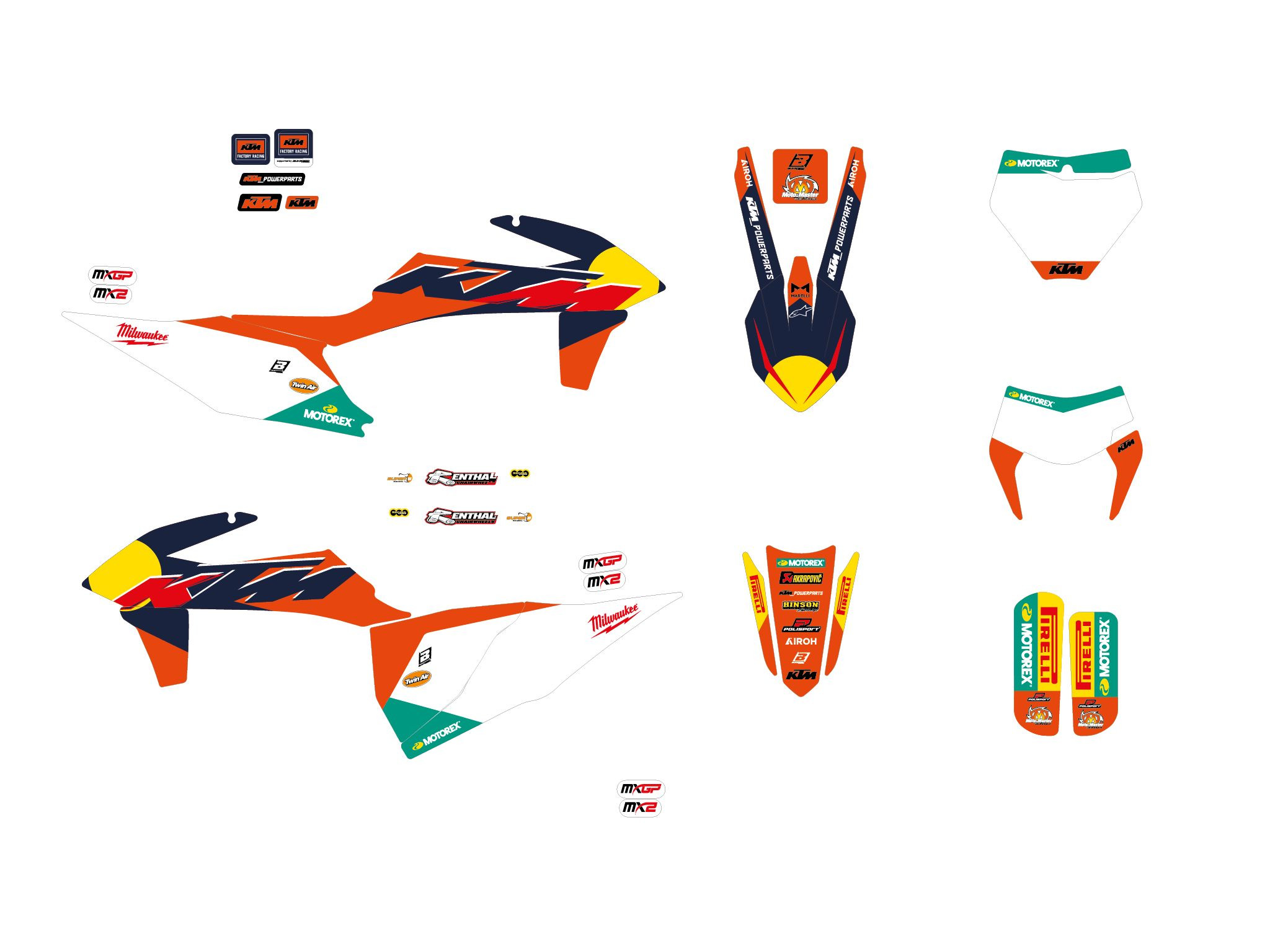 BLACKBIRD KOMPLET NAKLEJEK (OKLEIN) KTM SX/SX-F '19-'22, EXC/EXC-F '20-'23 REPLICA TEAM KTM FACTORY MXGP 26
