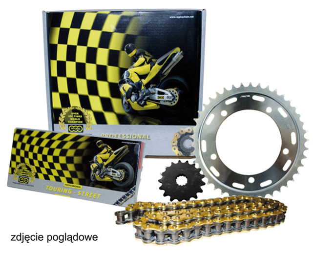 REGINA КОМПЛЕКТ ПРИВОДУ BMW S 1000RR (14-18), S 1000R (14-20) (17/45/120/525ZRP) ЛАНЦЮГ ДО 1300 СМ.КМ золотистий (Z-подібне кільце)