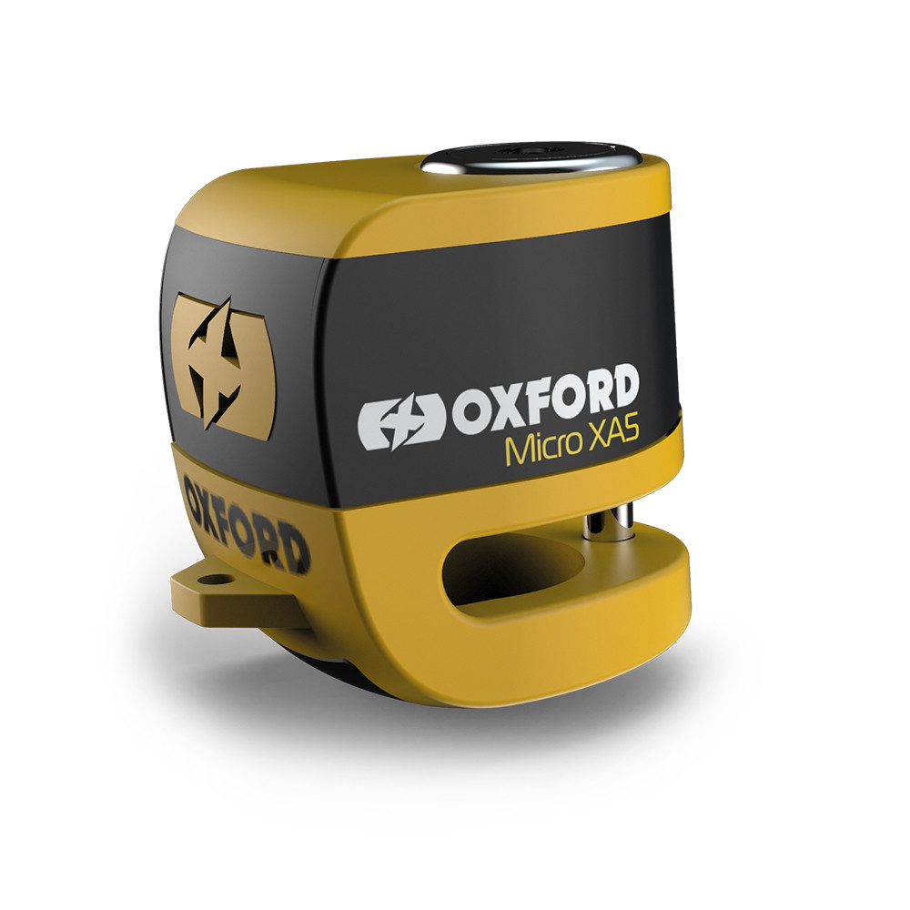 OXFORD БЛОКУВАЧ ГАЛЬМІВНОГО ДИСКА З СИГНАЛІЗАЦІЄЮ ALPHA XA5 колір жовтий флуоресцентний (neon) (ШТИФТ 5,5 ММ)