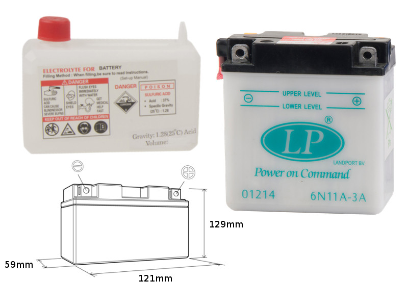 LANDPORT АКУМУЛЯТОР 6N11A-3A (MD 6N11A-3A) 6V 11AH 120X60X128 (З ЕЛЕКТРОЛІТОМ) (4) UE2019/1148