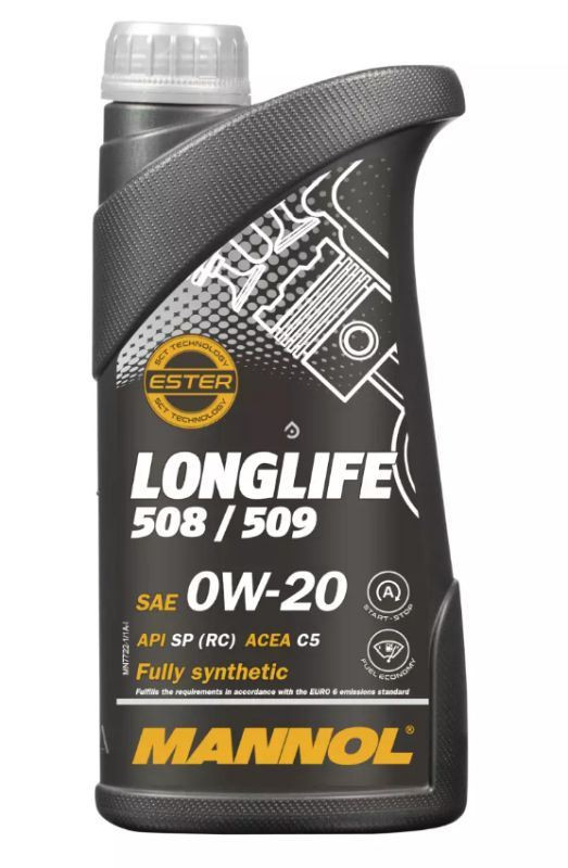 MANNOL АВТОМОБІЛЬНА МОТОРНА ОЛИВА 0W20 LONGLIFE 508/509 1 ЛІТР (7722) (СИНТЕТИЧНА)