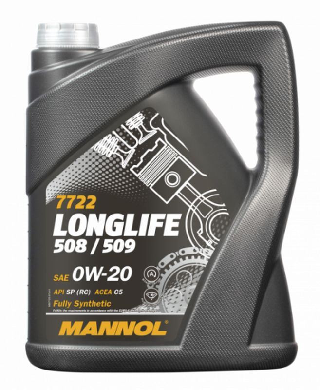MANNOL АВТОМОБІЛЬНА МОТОРНА ОЛИВА 0W20 LONGLIFE 508/509 5 ЛІТРІВ (7722) (СИНТЕТИЧНА)