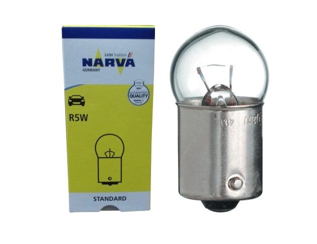 NARVA ЛАМПОЧКА 12V 5W BA15S R5W 1 ШТУКА (БІЛЕ СКЛО)