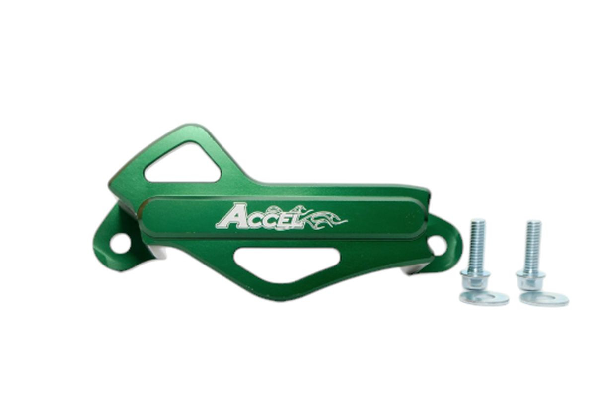 ACCEL КРИШКА ГАЛЬМІВНОГО СУПОРТА (ЗАДНЯ) KAWASAKI KXF 250/450 '06-'16, АЛЮМІНІЙ, колір зелений - акція