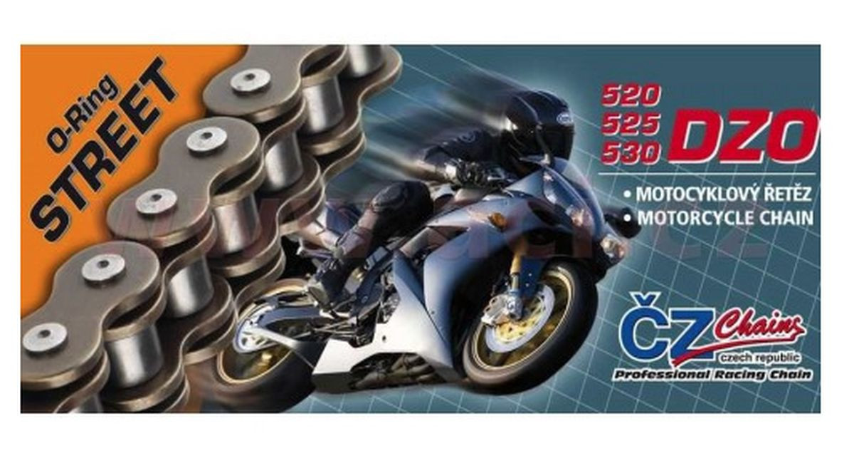 CZ ПРИВОДНИЙ ЛАНЦЮГ 520 DZO (120 ЛАНОК) УПЛОТНЮВАЛЬНЕ КІЛЬЦЕ БРОНЗА ДО 750 CCM (ВУЛИЧНИЙ) (35,6 KN) + ПОРОЖНИСТА ГАЙКА