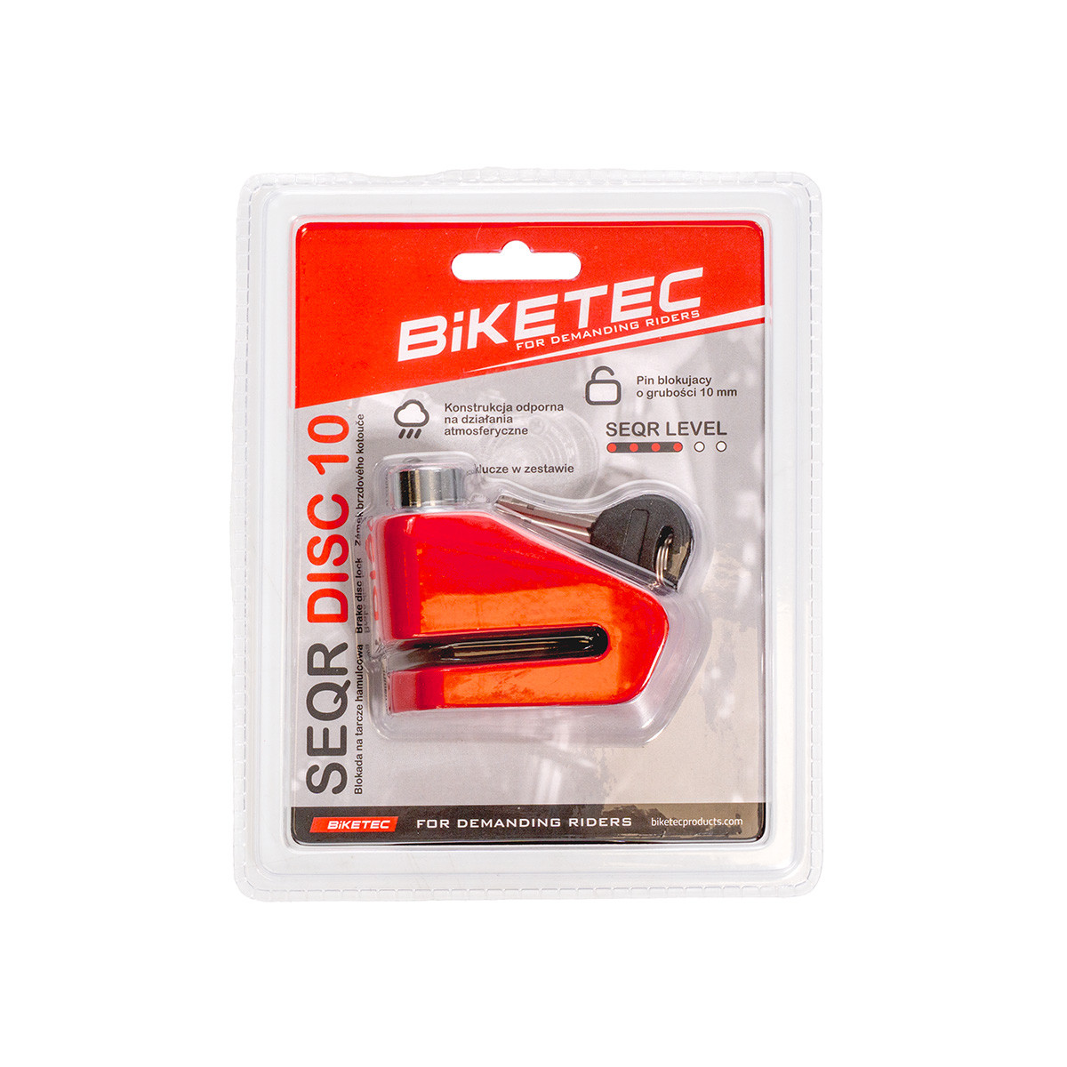 BIKETEC ЗАМОК ГАЛЬМІВНОГО ДИСКА SEQR - ШТИФТ 10 ММ, РОЗМІР: XX ММ XX ММ, 3 КЛЮЧІ,