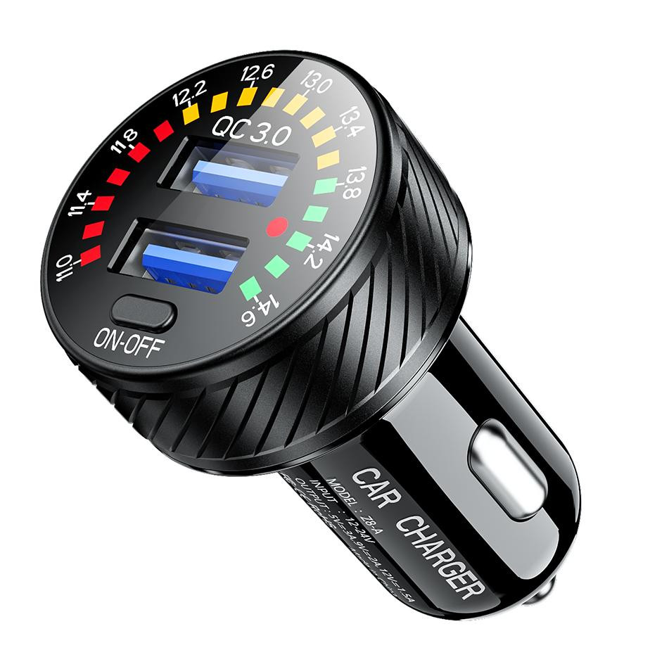 BIKETEC універсальна ПОДВІЙНИЙ USB-ЗАРЯДНИЙ ПРИСТРІЙ QC 3.0 - 36 Вт ШВИДКА ЗАРЯДКА ДЛЯ РОЗ'ЄМУ ПРИПИЛЮВАЧА З ВОЛЬТМЕТРОМ